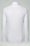 Wit Klassieke Solid Point Kraag Slim Fit Herenpak Overhemd