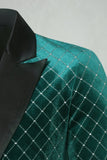 Green Velvet Check Peak Lavel Herenbalblazer