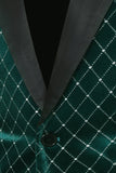 Green Velvet Check Peak Lavel Herenbalblazer