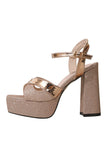 Glitter Rose Golden Chunky open neus op Gala High Heels
