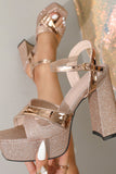 Glitter Rose Golden Chunky open neus op Gala High Heels