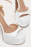 Elegante zwarte chunky open toe prom hoge hakken met enkelband