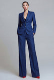 Donkerblauwe notch revers tweedelige enkelrijige werkpakken