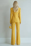 Peak Revers 2-delige gele slim fit eenknops galapakken