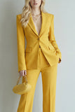 Peak Revers 2-delige gele slim fit eenknops galapakken