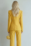 Peak Revers 2-delige gele slim fit eenknops galapakken
