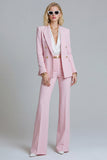 2-delige roze Peak revers dubbelgeknoopte slim fit galapakken