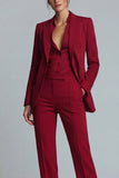 Bordeauxrode 2-delige Peak Lapel-damespakken