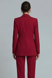 Bordeauxrode 2-delige Peak Lapel-damespakken