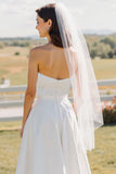 Strapless Lace White A Line Midi trouwjurk