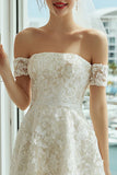 Ivoor kant A Line Off the Shoulder trouwjurk