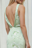 Salie Floral Bateau halsschede lange bruidsmeisjesjurk met split
