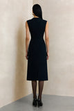 Zwarte V-hals midi werkjurk met een sheath