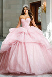 Glinsterende, strapless korset met ruches in Quinceañera jurk