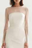 Ivoor ronde hals bodycon midi verlovingsjurk met split