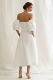 Ivoor off the shoulder A Line lange verlovingsjurk