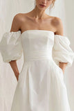 Ivoor off the shoulder A Line lange verlovingsjurk