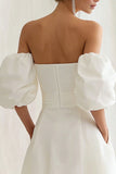Ivoor off the shoulder A Line lange verlovingsjurk