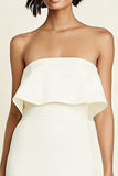 Witte strapless bodycon midi verlovingsjurk