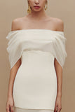 Ivoorzeemeermin Off-the-Shoulder tule lange verlovingsjurk