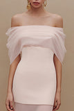 Ivoorzeemeermin Off-the-Shoulder tule lange verlovingsjurk