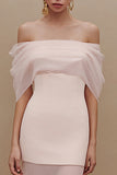 Ivoorzeemeermin Off-the-Shoulder tule lange verlovingsjurk
