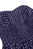 Halter Polka Dots Koninklijk Blauw A-lijn jurk uit de jaren 50