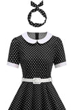 Ronde hals Polka Dots Zwart A-lijn jurk uit de jaren 50