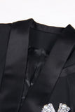 Black Velevt Shawl Revers Dames Blazer met strik