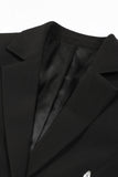 Kralenzwarte pailletten met inkeping damesblazer
