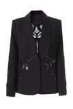 Zwart Eenknoops Seuqin Kraalkraalblazer met revers