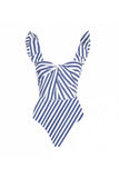 Navy Stripe Tweedelig Badpak met Strandjurk