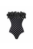 Black White Dots 2-delig strapless rucheloos badpak met bedekkingrok