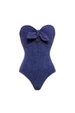 Sweetheart Navy Denim Tweedelig Badpak met Bedekrok