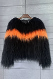 Shearling nepbontjas oranje verdikte vrouwenjas