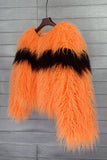 Shearling nepbontjas oranje verdikte vrouwenjas