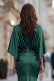 Bordeauxrode Chiffon Zeemeermin met gerimpelde moeder van de bruid jurk met mouw