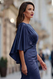 Bordeauxrode Chiffon Zeemeermin met gerimpelde moeder van de bruid jurk met mouw