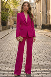 Fuchsia Peak Revers 2-delige Slim Fit Dames Zakenpakken
