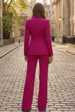 Fuchsia Peak Revers 2-delige Slim Fit Dames Zakenpakken
