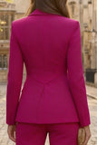 Fuchsia Peak Revers 2-delige Slim Fit Dames Zakenpakken