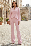 Lichtroze 2-delige slim fit damespak dames zakenpakken