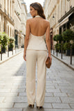 Halter Ivory 2-delige mouwloze dameswerkpakken