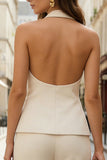 Halter Ivory 2-delige mouwloze dameswerkpakken