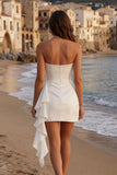 Tule Ivory Sweetheart gerimpelde Mini Diploma-jurk met ruches