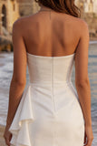 Tule Ivory Sweetheart gerimpelde Mini Diploma-jurk met ruches
