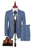 3-delige blauwe eenknops piekrevers herengala-pakken