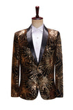 Glinsterend gouden herenbalblazer met één knoop en inkeping