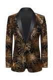 Glinsterend gouden herenbalblazer met één knoop en inkeping