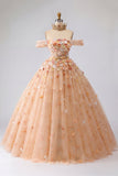 Baljurk Champagne Off-the-Shoulder Prinses Quinceañera Jurk